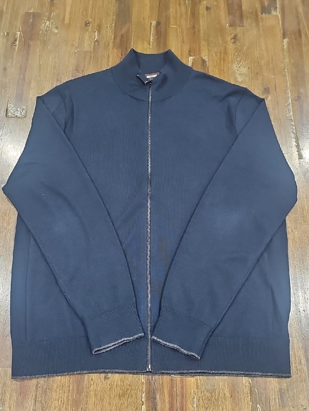 Michael Kors Men's Full Zip Lightweight Merino Wool Sweater In Navy